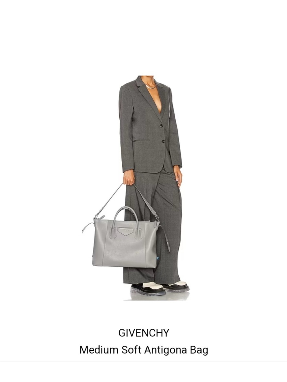 NEW Givenchy Antigona Leather Satchel Tote in Light Gray Leather - Picture 14 of 15
